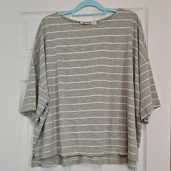 NWT Three Bird Nest Dreamy Daze Striped Sage Green Women's Top - Picture 5 of 16